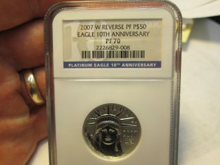 2007 W American Eagle Liberty Platinum 1/2 Ounce $50 Ngc Pf70 Reverse Aniversary photo