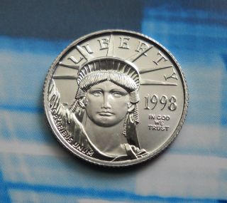 1998 American $10.  9995 Platinum Eagle 1/10 Oz.  Coin photo