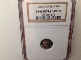 10 Dollar Platinum Eagle 2003w Pr69 Ngc photo