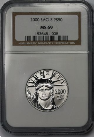 2000 Platinum Eagle $50 Half - Ounce Ms 69 Ngc 1/2 Oz Platinum.  9995 photo