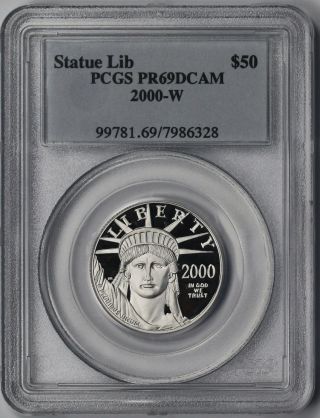 2000 - W Platinum Eagle $50 Half - Ounce Pr 69 Dcam Pcgs 1/2 Oz Platinum.  9995 photo