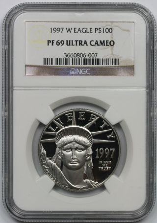 1997 - W Statue Of Liberty One - Ounce Platinum Eagle $100 Pf 69 Ultra Cameo Ngc photo