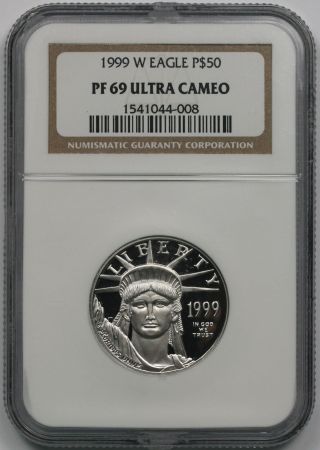 1999 - W Statue Of Liberty Half - Ounce Platinum Eagle $50 Pf 69 Ultra Cameo Ngc photo