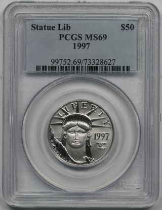 1997 Statue Of Liberty Half - Ounce Platinum American Eagle $50 Ms 69 Pcgs photo