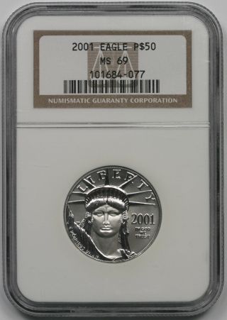 2001 Statue Of Liberty Half - Ounce Platinum American Eagle $50 Ms 69 Ngc photo