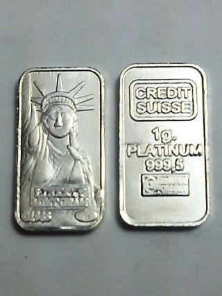 Credit Suisse 1 Gram Platinum Liberty Bar photo