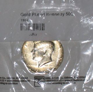1964 Kennedy Half Dollar - 24kt Gold Plated - 90% Silver Coin photo