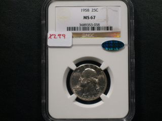1958 Washington Quarter Dollar Ngc Ms67 
