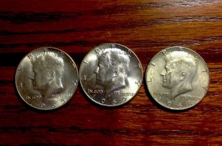 Kennedy Half Dollars 40% Silver 1965,  1968 - D,  1969 - D. photo
