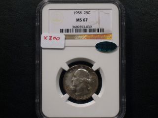 1958 Washington Quarter Dollar Ngc Ms67 