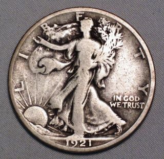 Walking Liberty Half Dollar 1921 - S Fine Old Us Silver Coin Pdec - 030 photo