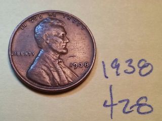 1938 Lincoln Cent Fine Detail Great Coin (428) Wheat Back Penny photo