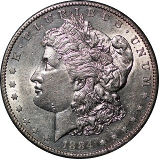1884 - S $1 Silver Morgan Dollar Au++ - Unc Key Date photo