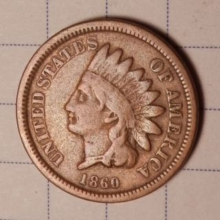 1860 Indian Head Cent - Copper Nickel Example,  Partial Liberty - Good Tone photo