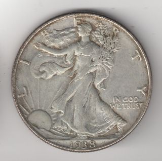 1938 50c Walking Liberty Silver Half Dollar photo