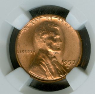 1957 - D Lincoln Cent Ngc Ms - 67 Rd Business Strike Finest Graded. photo