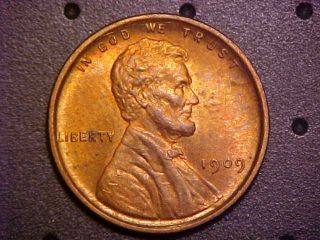 1909 - Vdb Lincoln Wheat Cent - Choice Bu Red - Color - photo
