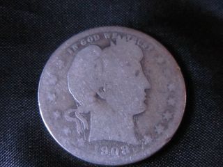 Q22 1908 Barber Quarter Coin Circulated Collectable Money Estate photo