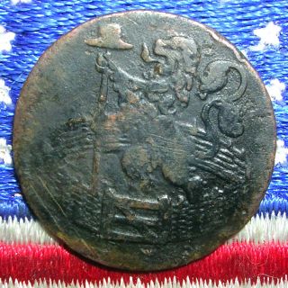 Old 1766 Holland Duit Old Colonial Copper Coin Nota Half Penny Token Lion & Hat photo