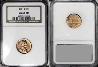 1961 - D 1c Rd Lincoln Cent Ngc Ms66 photo
