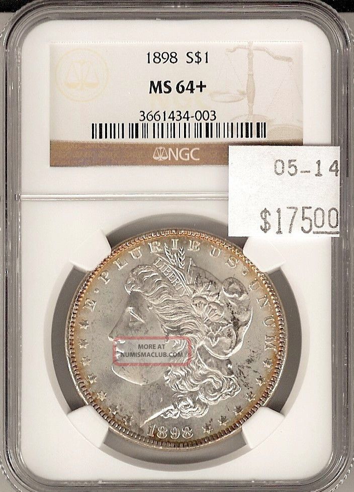 1898 Morgan Silver Dollar Ms 64+ Ngc Certified