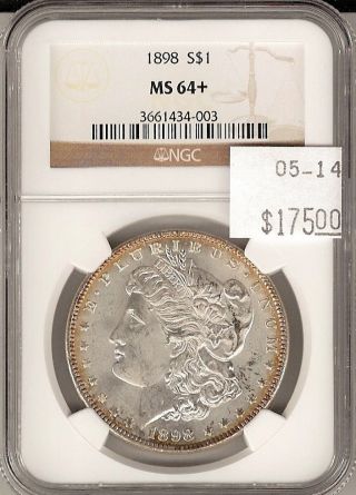 1898 Morgan Silver Dollar Ms 64+ Ngc Certified photo