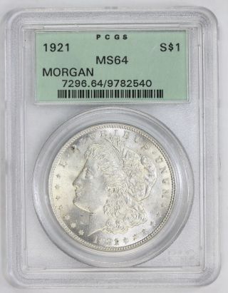 1921 Morgan Silver Dollar Ms 64 Pcgs (2540) photo