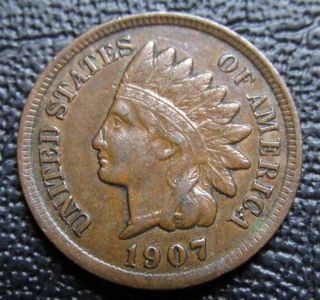 1907 Indian Head Cent In Vf photo