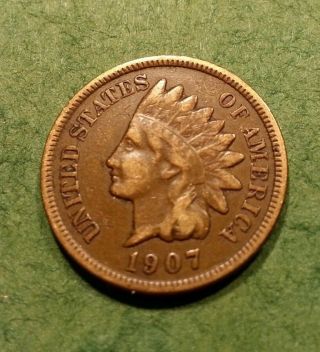 1907 P Indian Head Cent - Very Fine,  Detail And Tone photo