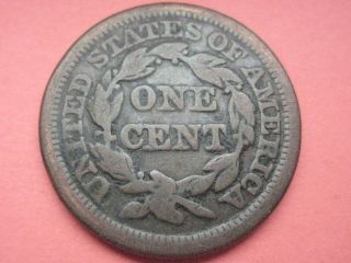 1856 Braided Hair Large Cent Penny - Fine Details - Slanted 5 photo
