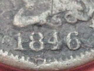 1846 Braided Hair Large Cent Penny - Medium Date - Vg photo
