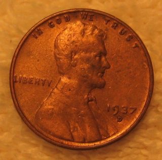 1937 - D Lincoln Cent,  Reddish Brown photo