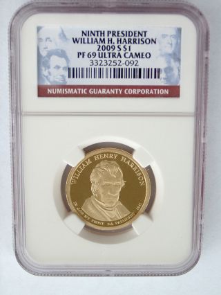 Ngc 2009 S Proof William H Harrison 9th Presidential Dollar Usa Pr Pf69 Guide$15 photo
