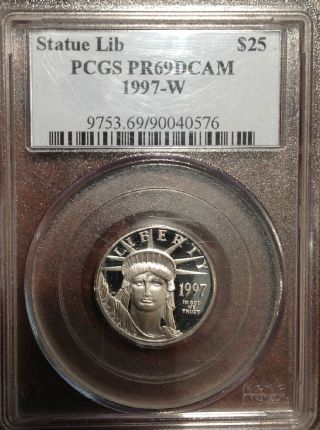 $25 1/4oz Platinum Eagle 1997 - W Pcgs Pr69dcam photo