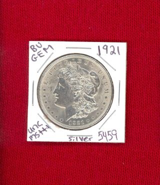 1921 Bu Gem Morgan Silver Dollar Coin 5459 $unc /ms+++genuine Us Mint$ Rare photo