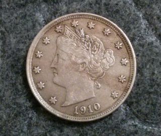 1910 Liberty Nickel Uncirculated Orginal Patina W/ A Caramel Toning {ln00} photo