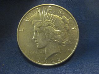 1922 Silver Peace Dollar Vf Coin photo