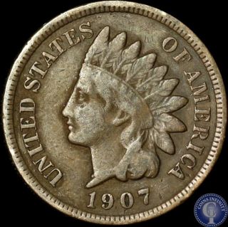 1907 Very Fine Indian Head Cent Penny 866 photo