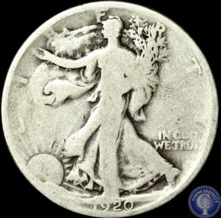 1920 P Vg Silver Walking Liberty Half Dollar 845 photo