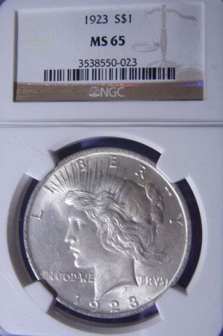 1923 Ngc Ms65 Liberty Peace Silver Dollar Bright Gem photo