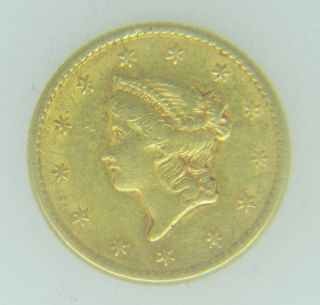 1852 - One Dollar Gold $1 Gold Liberty Head Great Detail Gd5203 photo