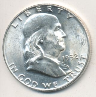 1952 - D Franklin Silver Half Dollar Gorgeous Uncirculated Half Dollar photo