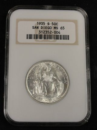 1935 S San Diego Silver Commemorative Half Dollar Rare Ngc Ms65 Old Fat Holder photo