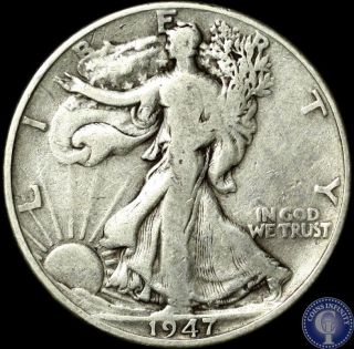 1947 P Vf Silver Walking Liberty Half Dollar 840 photo