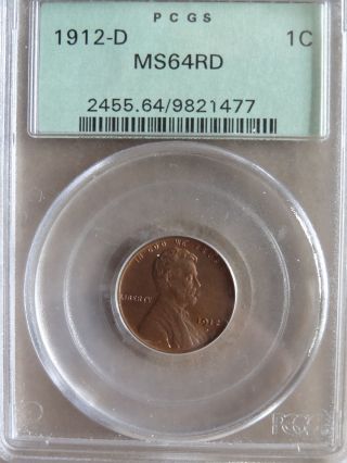 1912 D Lincoln Cent Pcgs Ms64rd photo
