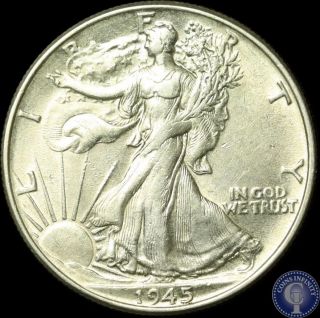 1945 P Uncirculated Silver Walking Liberty Half Dollar Stunner 198 photo