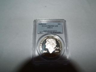 1993 - S Jefferson Silver 1 Dollar Commemorative Coin Pr69 photo