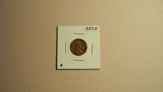 1957 - D Lincoln Copper Wheat Cent Xf Buster Brown Tone (blk) photo