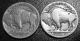 2 Us Buffalo Nickels - 1919 & 1920 P Mints - Business Circulated Nickels photo 1