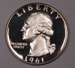 1961 Washington Silver Quarter - Choice Proof U.  S.  Coin Contrast photo